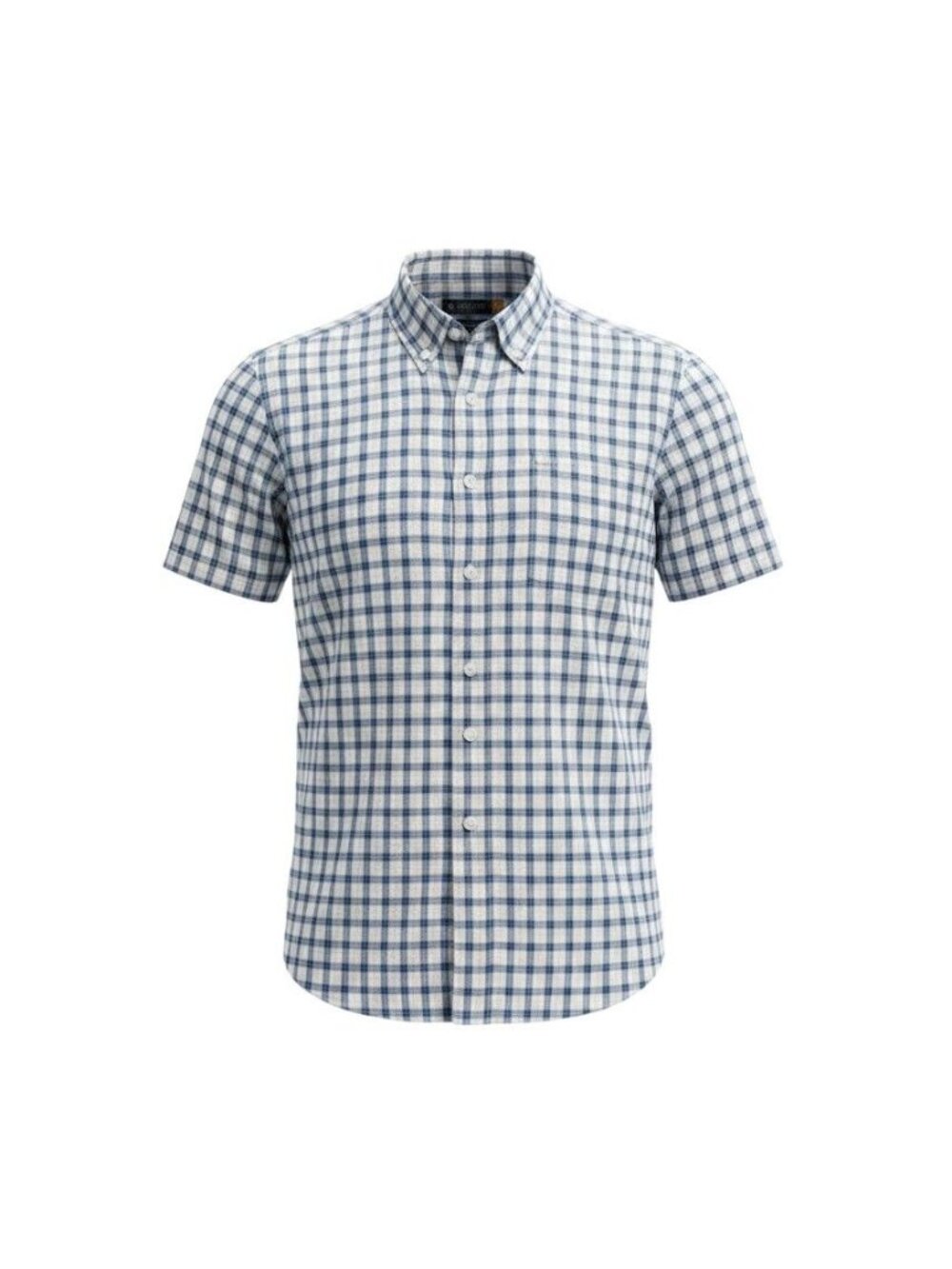Cremeux Mens Blue & White Plaid Seersucker Short-Sleeve Button-Down Shirt XXL
